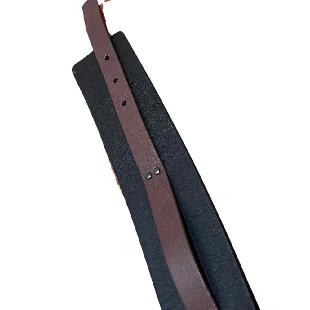 Eileen Fisher‎ Belt Womens Black Brown Leather Wide-Waist Studded Size XS
